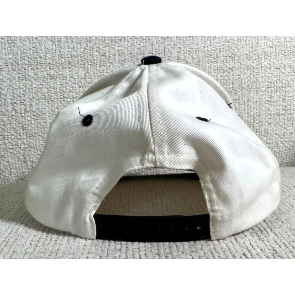 Vintage 1980s‎ AIRBORNE EXPRESS Adjustable Trucker Hat White Cotton Black Bill